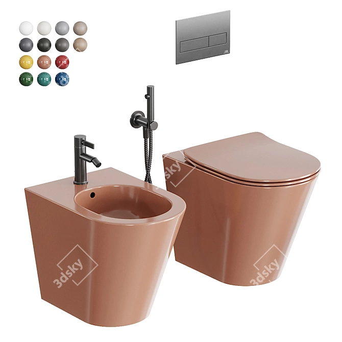 Mare Ceramic Bathroom Set 3D model image 1