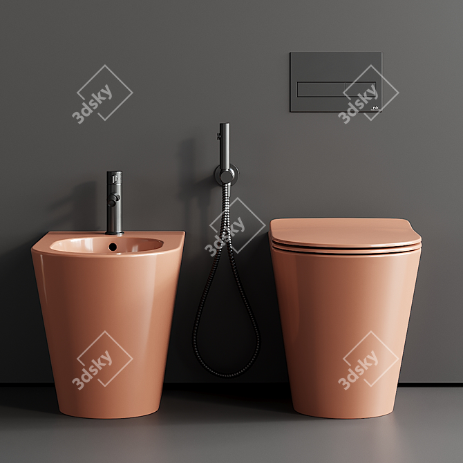 Mare Ceramic Bathroom Set 3D model image 2