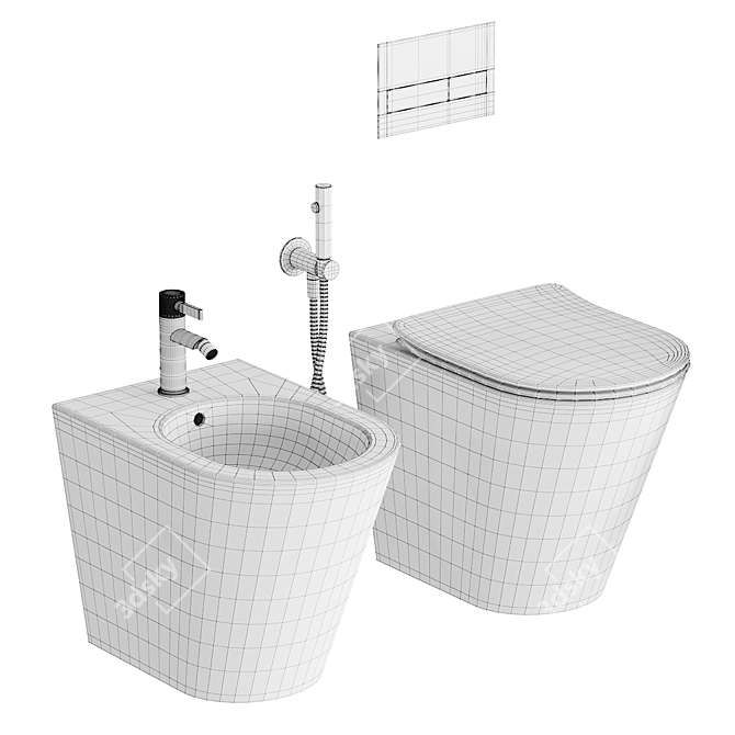 Mare Ceramic Bathroom Set 3D model image 5