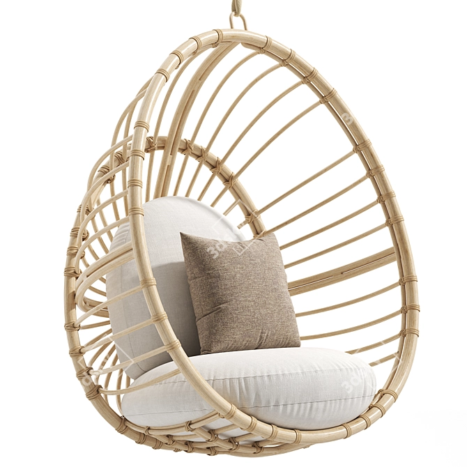 Rattan Hanging Lounge Chair 3D model image 3