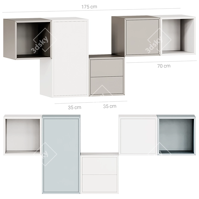 IKEA Eket Wall Cabinet Combo 3D model image 1