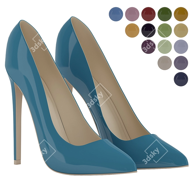 Colorful Lacquered High-Heel Shoes 3D model image 8