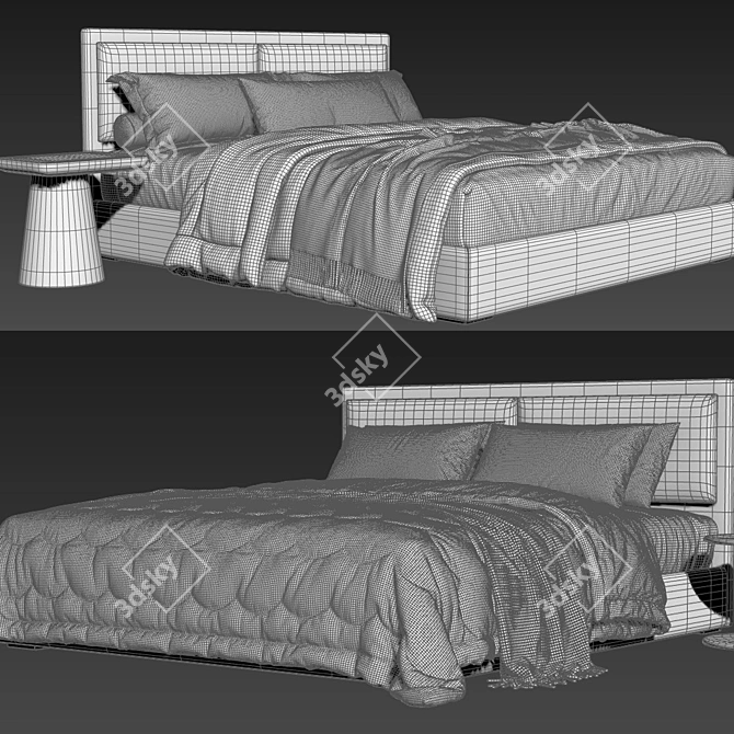 Luxury K2 Bed Model Set 3D model image 3