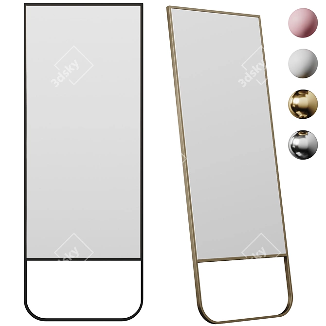 Contemporary Stainless Steel Full-Length Mirror 3D model image 1