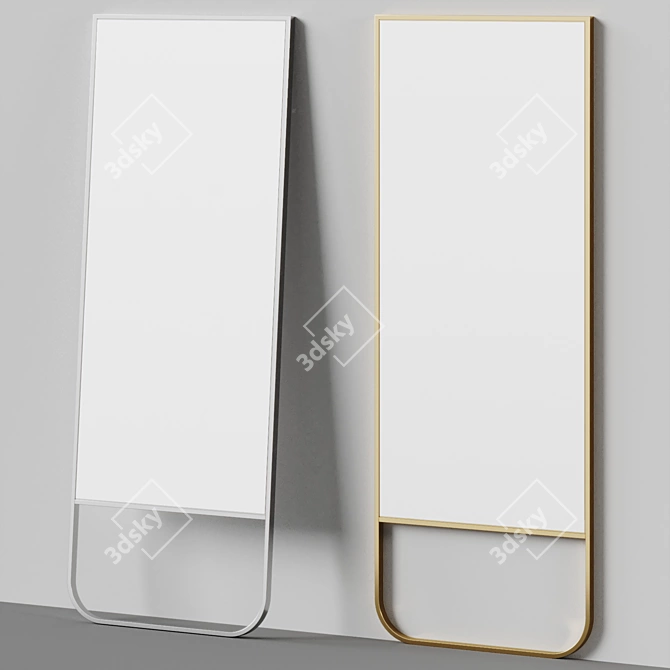 Contemporary Stainless Steel Full-Length Mirror 3D model image 2