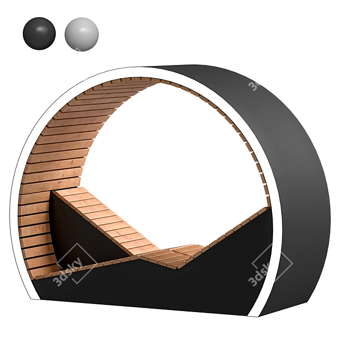 Circle Park Bench: Metal and Wood 3D model image 1