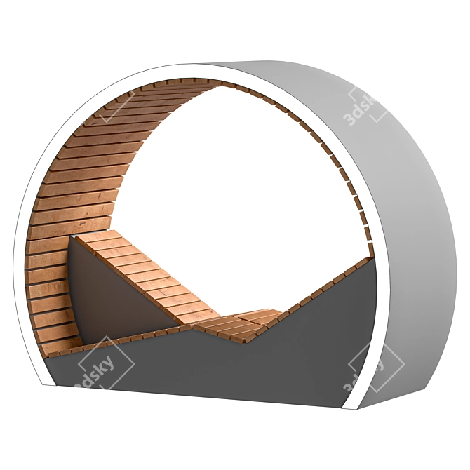 Circle Park Bench: Metal and Wood 3D model image 3