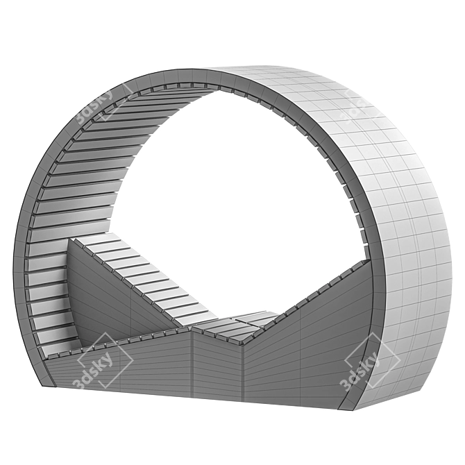 Circle Park Bench: Metal and Wood 3D model image 4