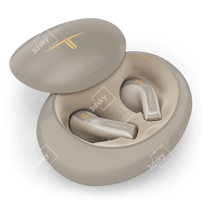 Tesla Earphones with Case 3D model image 1