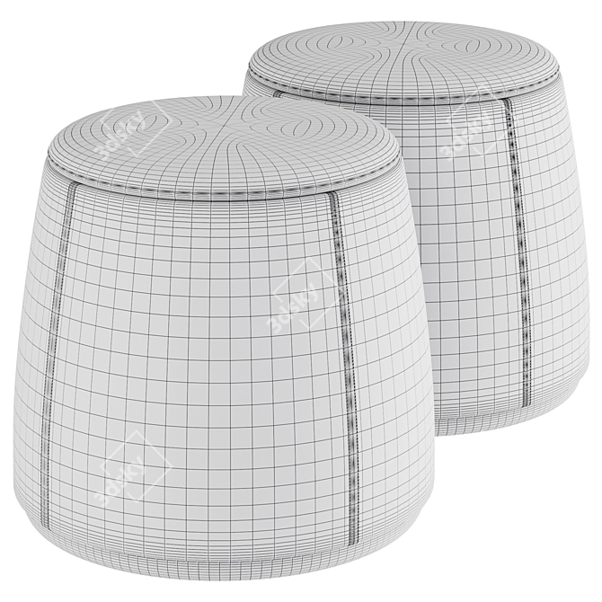 Velvet Padded Ottoman | AVERY 3D model image 3