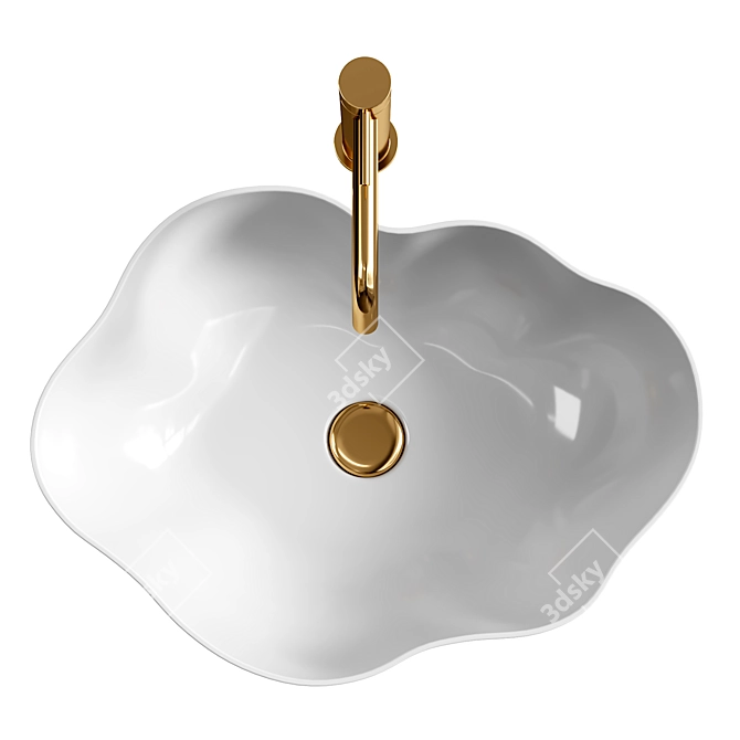 REA Pearl Opzetwastafel Washbasin Gleaming White 3D model image 2