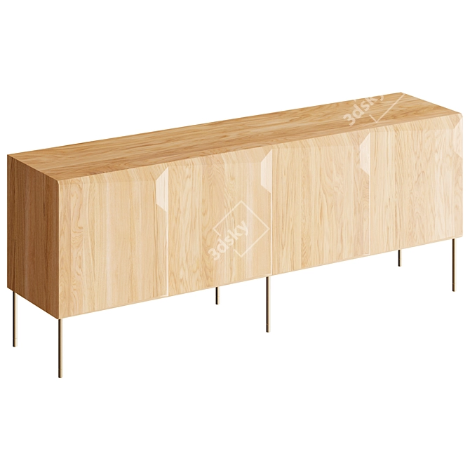 4-Door Oak Stairs Sideboard 3D model image 3