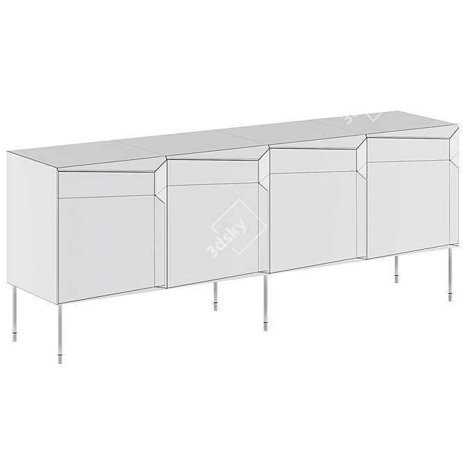 4-Door Oak Stairs Sideboard 3D model image 4