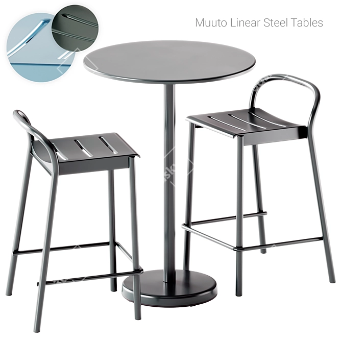 Muuto Linear Steel Cafe Set 3D model image 1