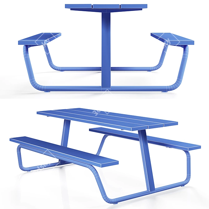 BERG Picnic Table - Colorful Outdoor Dining 3D model image 4