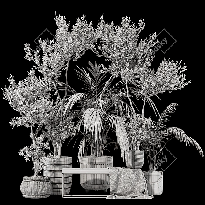 Elegant Parlor Palm & Pot 3D model image 7