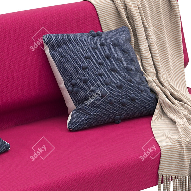 Modern Pine Sofa with Brass Legs 3D model image 2
