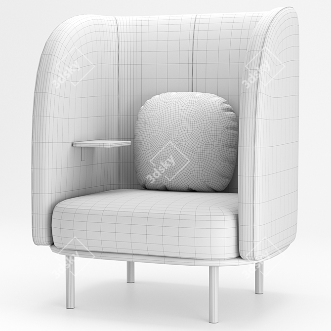 Modern Nesting Armchair and Table 3D model image 3