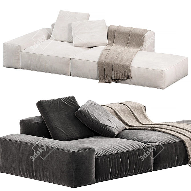 Modern BOCA NAVI 3-Seater Sofa 3D model image 3
