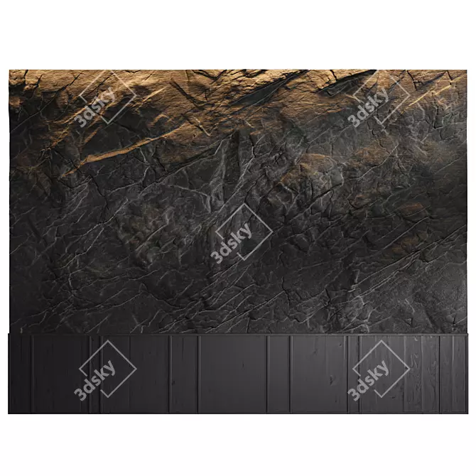 Rock Bed Headboard, Stone Panels 3D model image 2