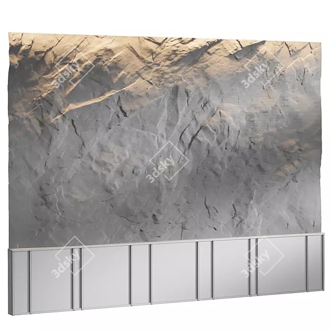 Rock Bed Headboard, Stone Panels 3D model image 3