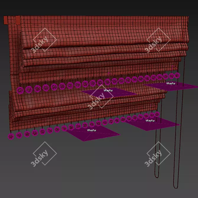 Pompom & Ribbon Roman Curtains 3D model image 4