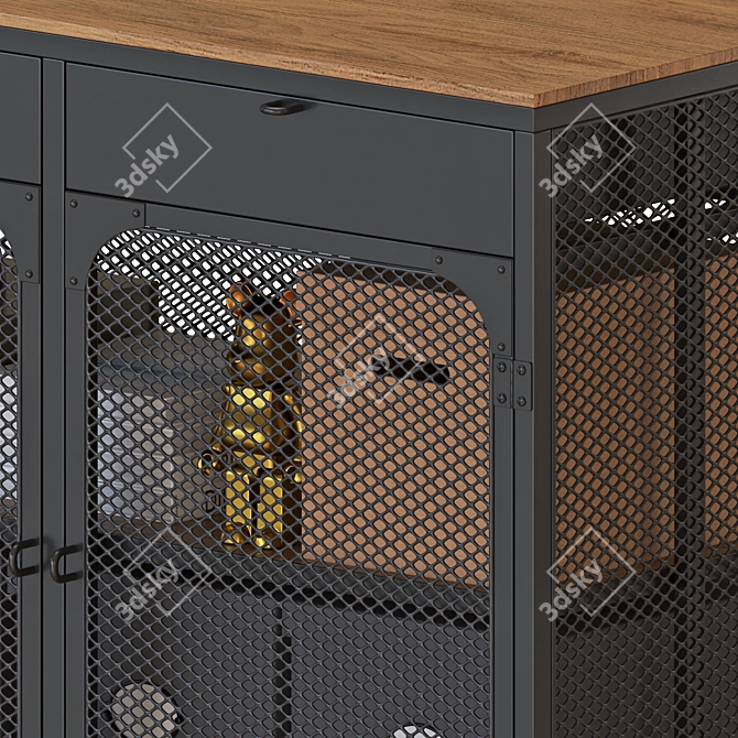 Industrial Chic Black Sideboard Cabinet 3D model image 2