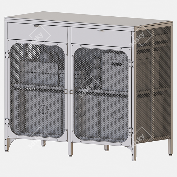 Industrial Chic Black Sideboard Cabinet 3D model image 7