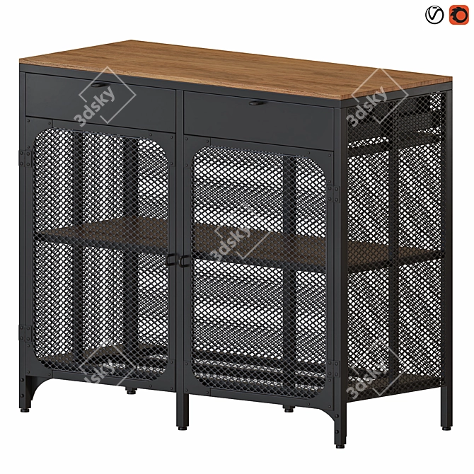 Industrial Chic Black Sideboard Cabinet 3D model image 8