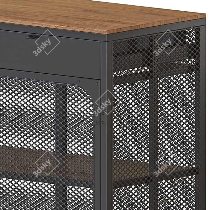 Industrial Chic Black Sideboard Cabinet 3D model image 9