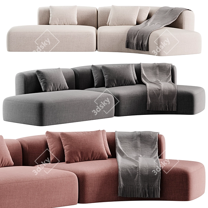 Elegant Cosy Curve Sofa Design 3D model image 2