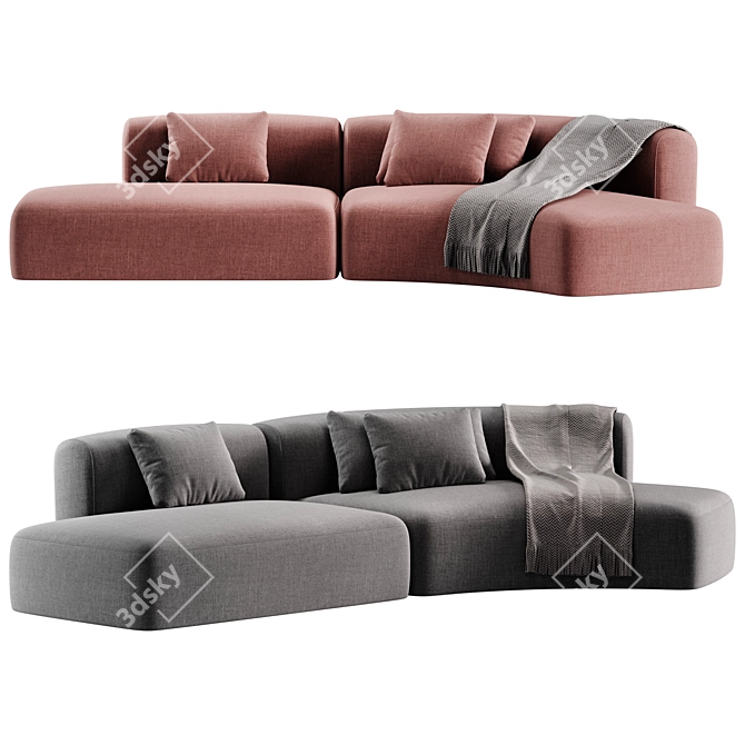 Elegant Cosy Curve Sofa Design 3D model image 3