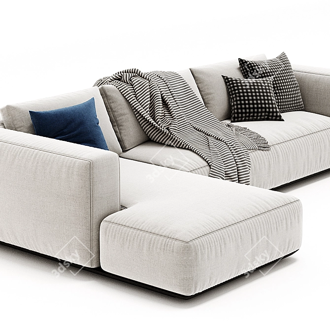 Luxury Flexform Grandemare Chaise Sofa 3D model image 2