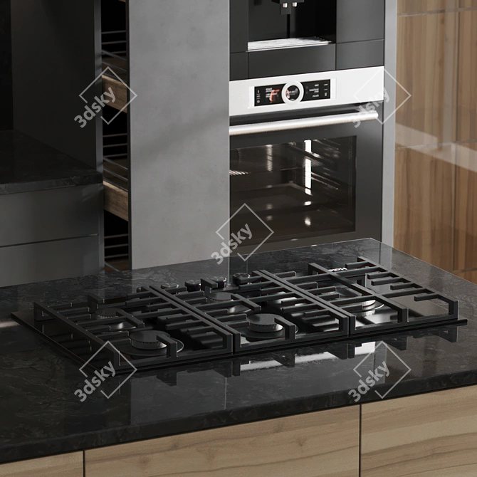 Modern Linear Kitchen 3D Model 3D model image 5