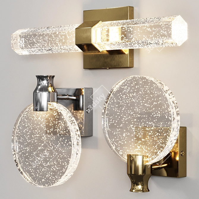 Modern Crystal Wall Lamp Gold 3D model image 1