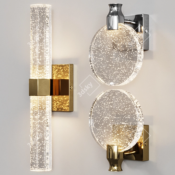 Modern Crystal Wall Lamp Gold 3D model image 7