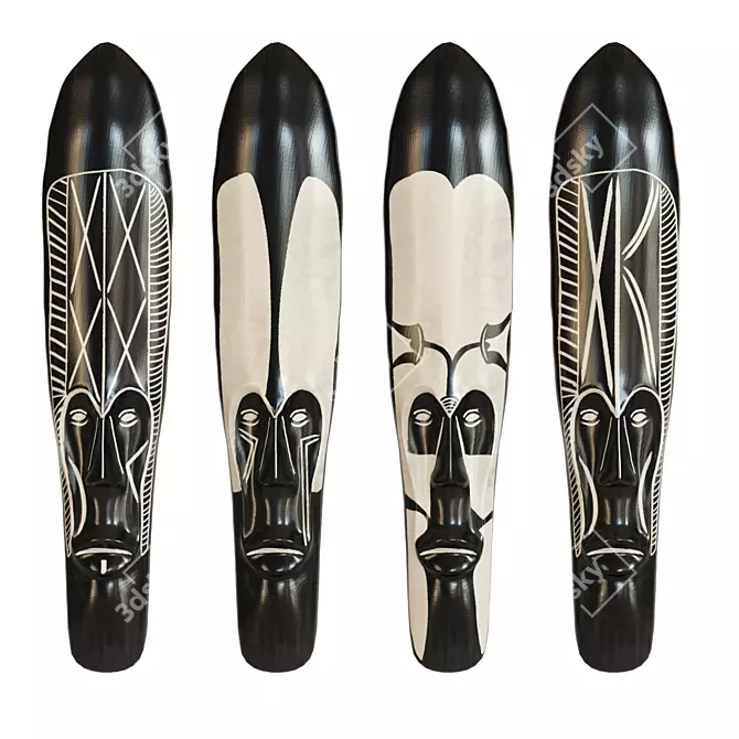 Cameroon African Mask Set 3D model image 4