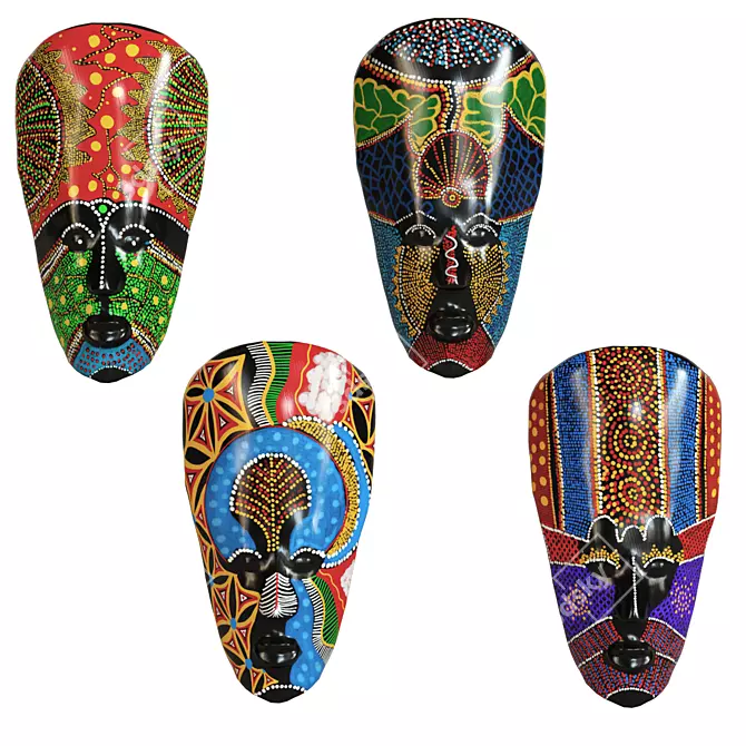 African Totem Mask Collection 3D model image 1