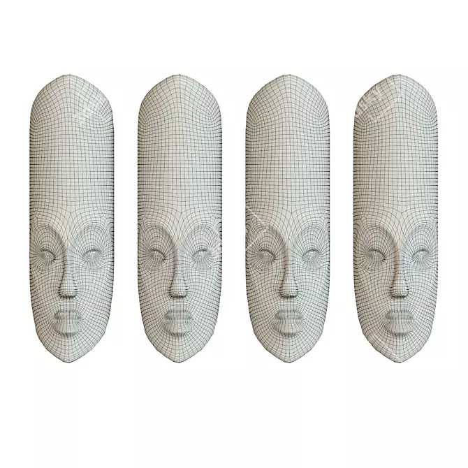 African Tribal Mask Set 3D model image 2