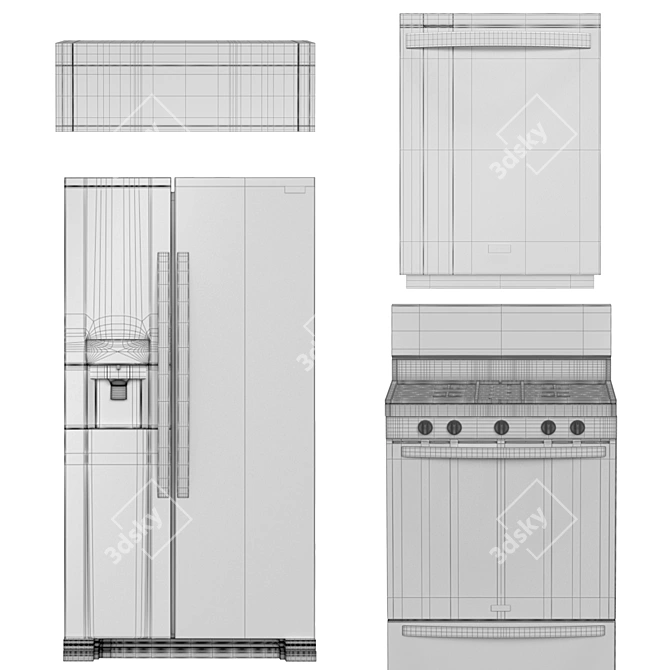 Whirlpool Kitchen Appliance Bundle 3D model image 2