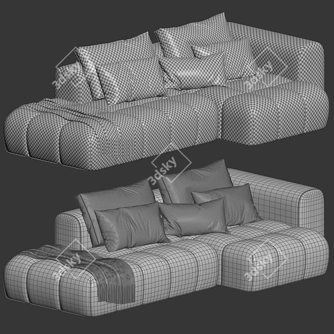 Modern Shamara Sofa Set: Multicolor Options 3D model image 5