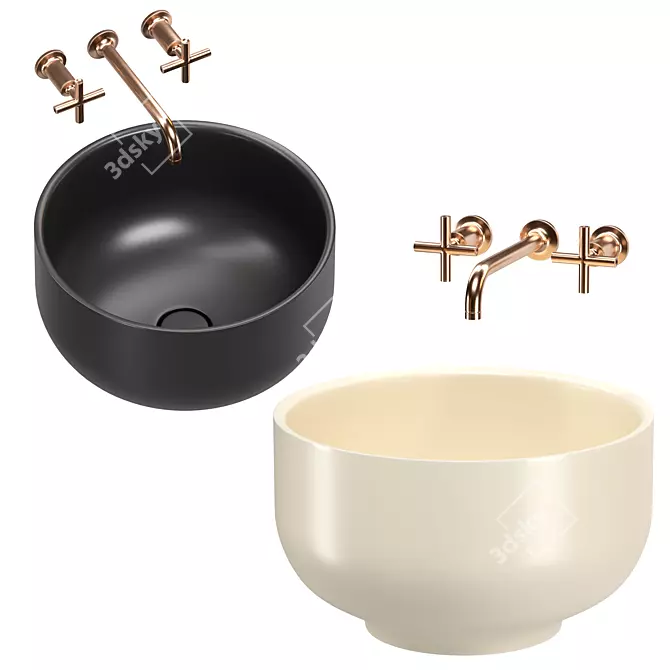 Modern Design Washbasins Set 3D model image 2