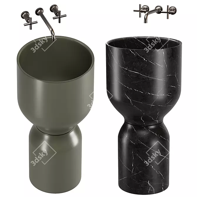 Modern Design Washbasins Set 3D model image 4