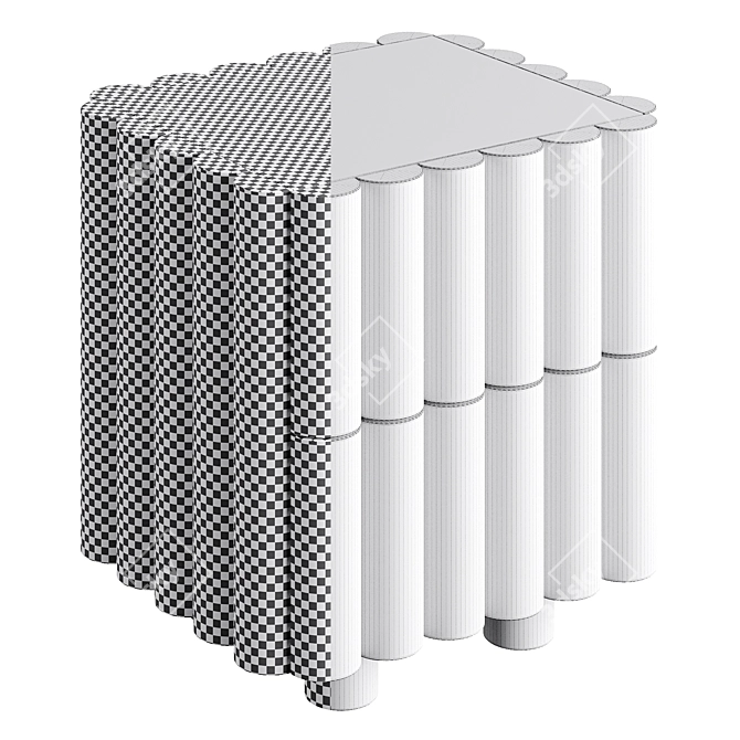 Elegant Scalloped Nightstand - PBR Textures 3D model image 5