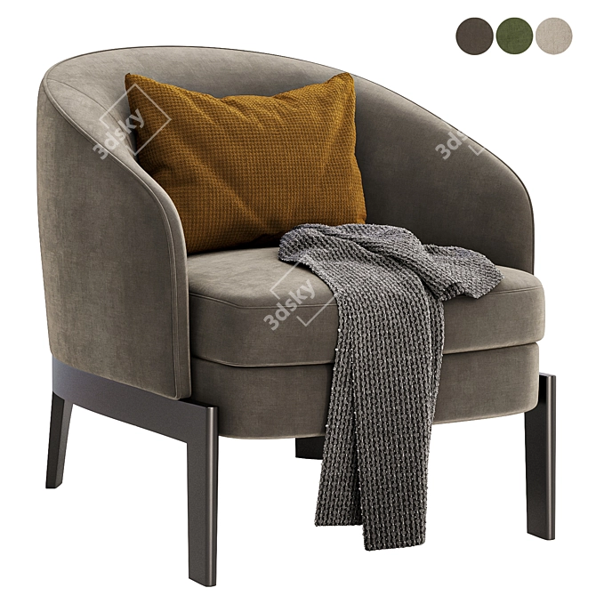 Elegant Concorde Armchair in 3 Colors 3D model image 2