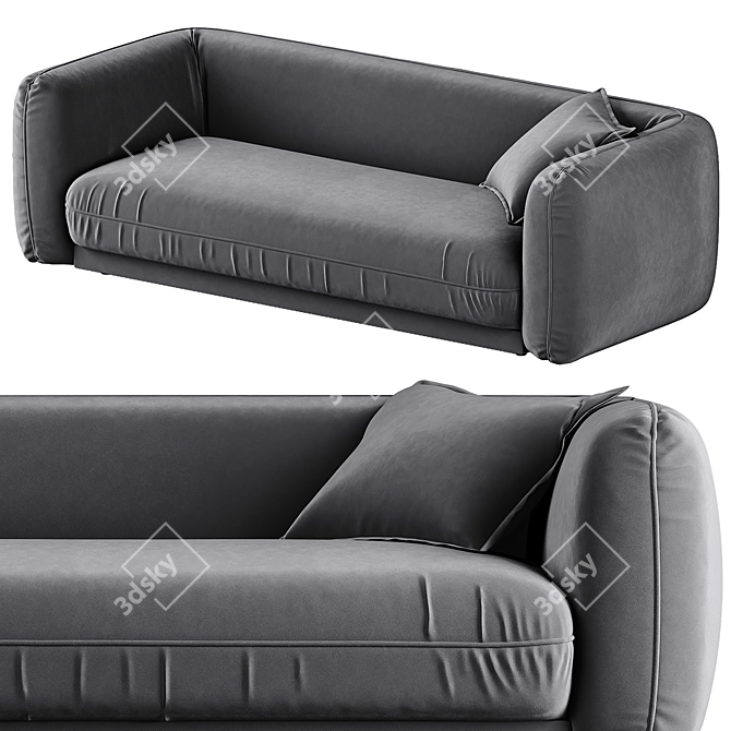 Modern Grey Velvet Sofa 3D Model 3D model image 1