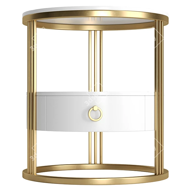 Elegant White Marble Gold Nightstand 3D model image 2