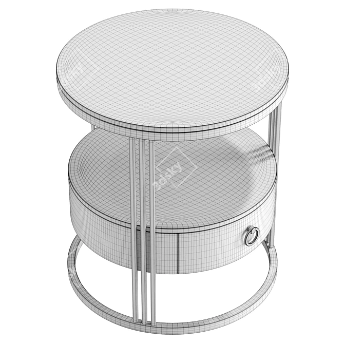 Elegant White Marble Gold Nightstand 3D model image 6