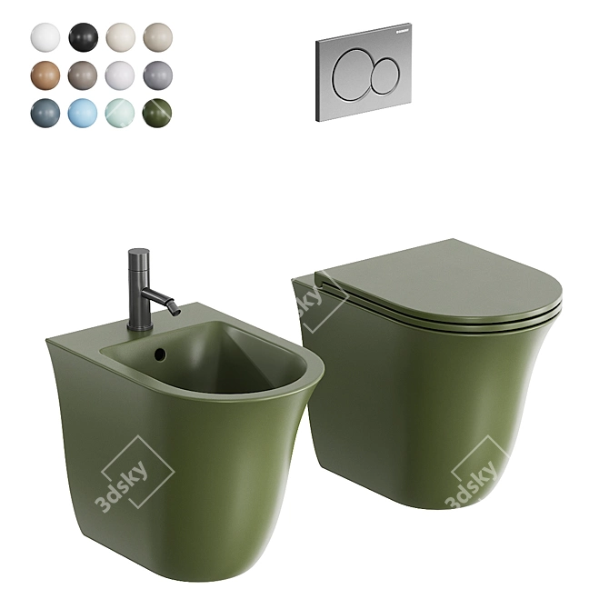  Flut Ceramic WC & Bidet 3D model image 1