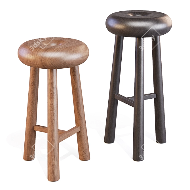 Emmanuelle Simon Oak Stool Design 3D model image 3